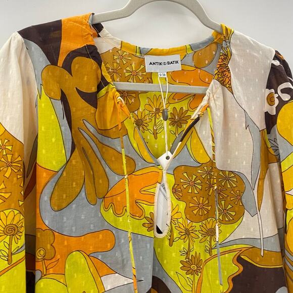 NWT Antik Batik S / 38 Bahia Blouse Top Long Sleeve Yellow *read description - Picture 5 of 16